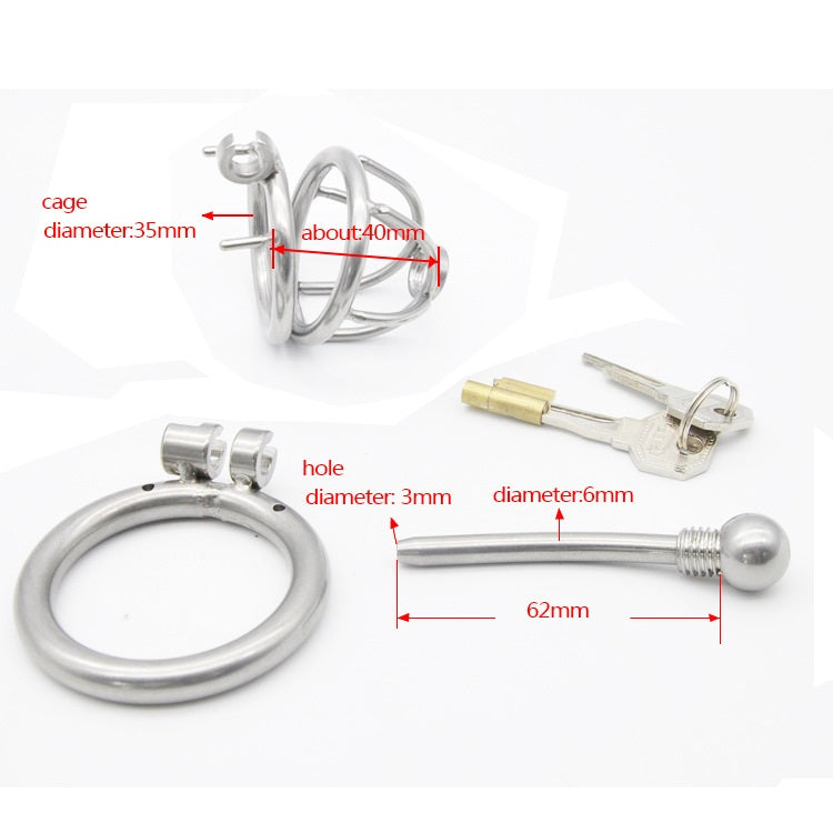 Male Chastity Cage, Stainless Steel Hallow Chastit