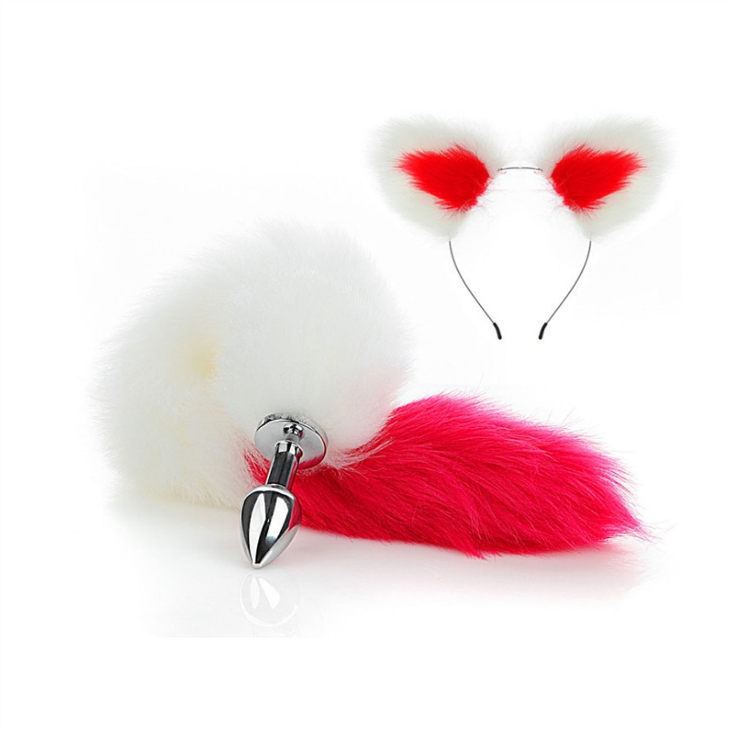 Faux fox tail anal plug ear hairpin set cosplay ad