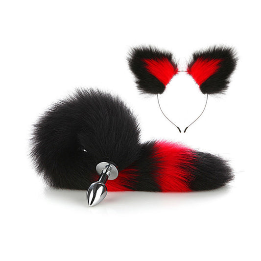 Faux fox tail anal plug ear hairpin set cosplay ad