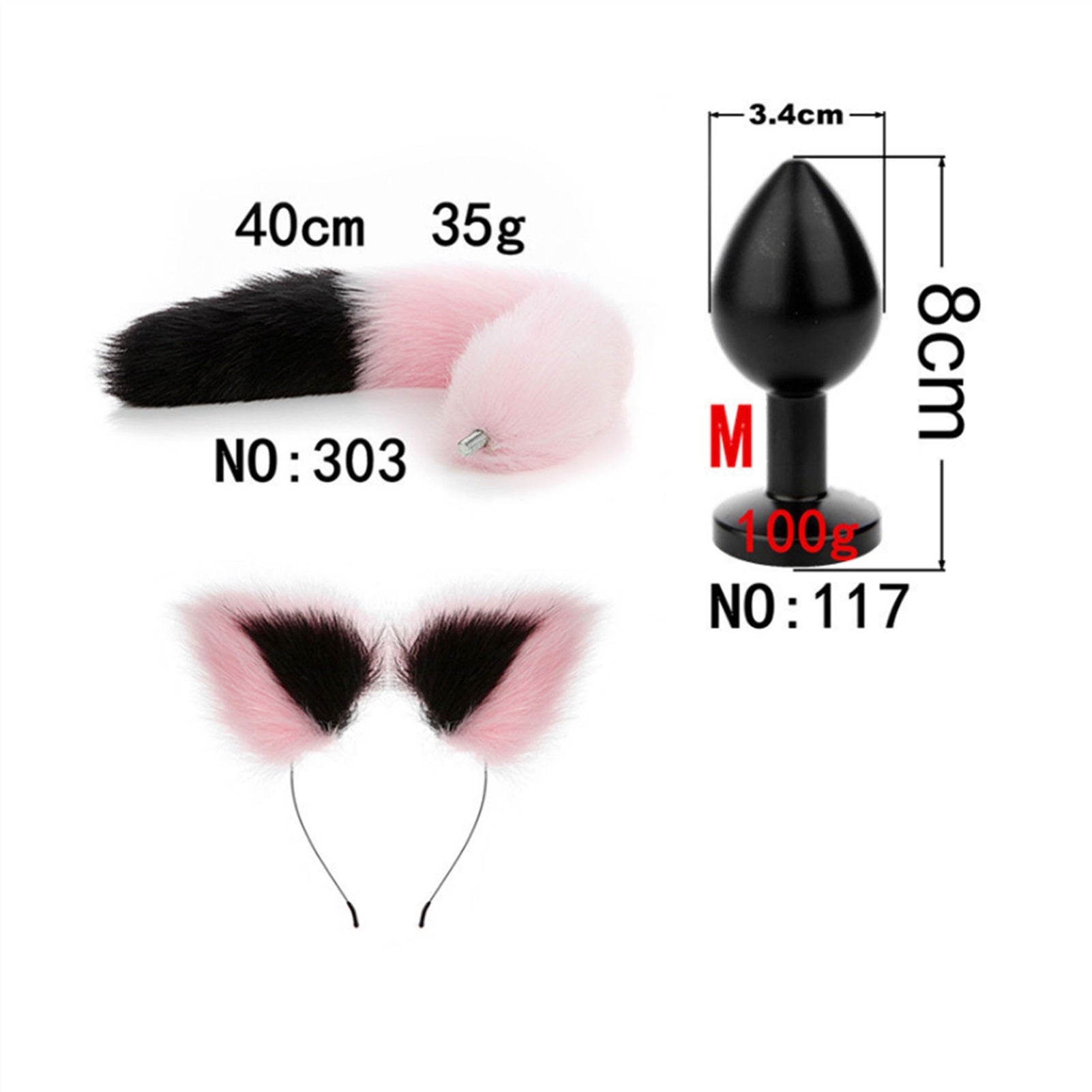 Faux fox tail anal plug ear hairpin set cosplay ad