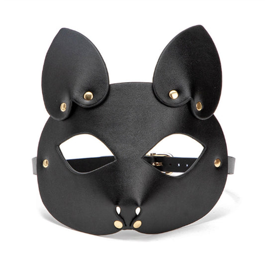 Adult Products PU leather Cat Face Head Mask Open 