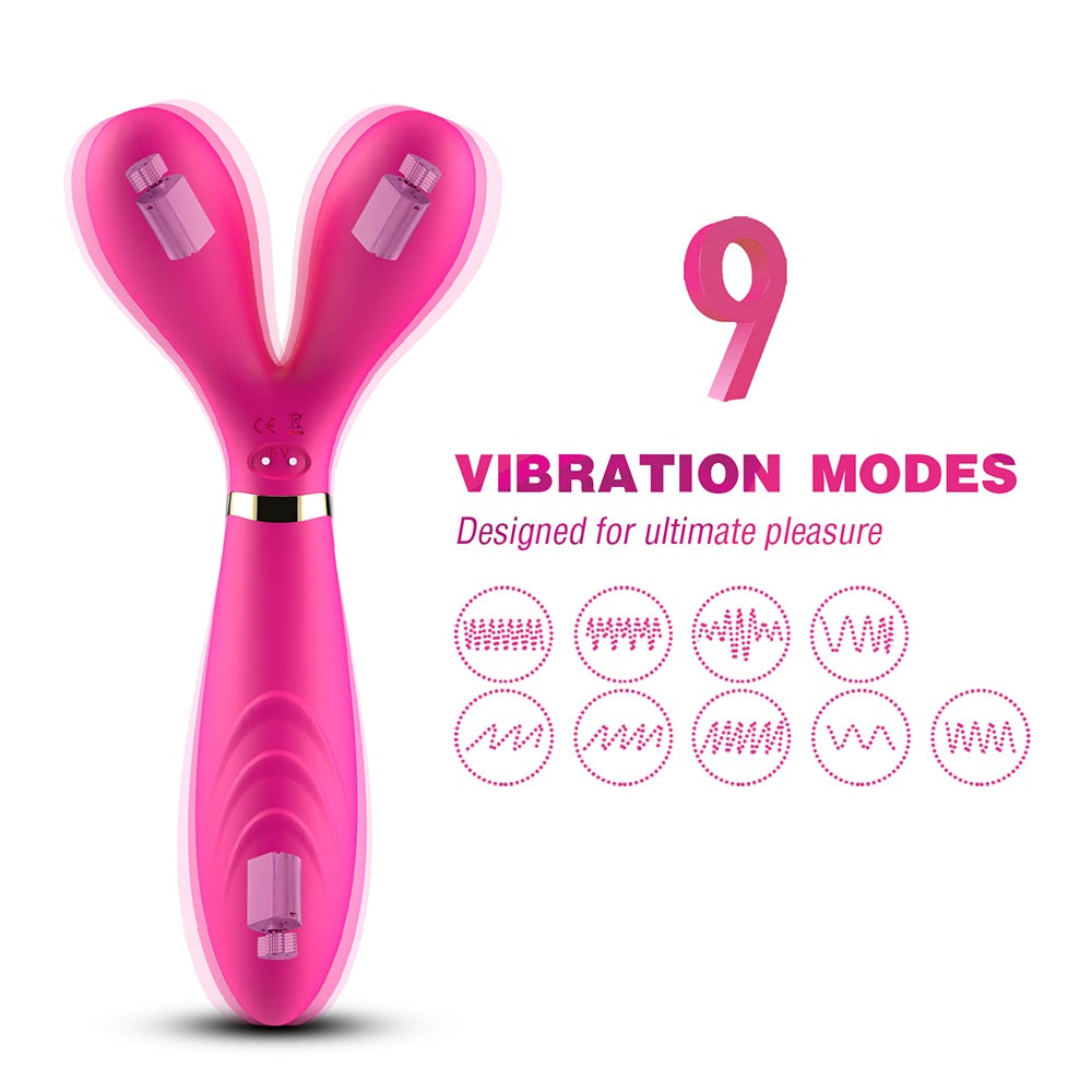 Y-shaped rabbit ear female massage vibrator couple