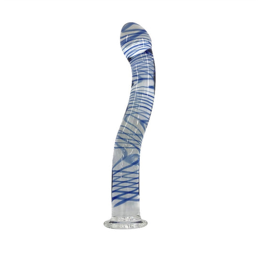 Crystal Glass S-shaped Blue Stripe Orgasm For Men 