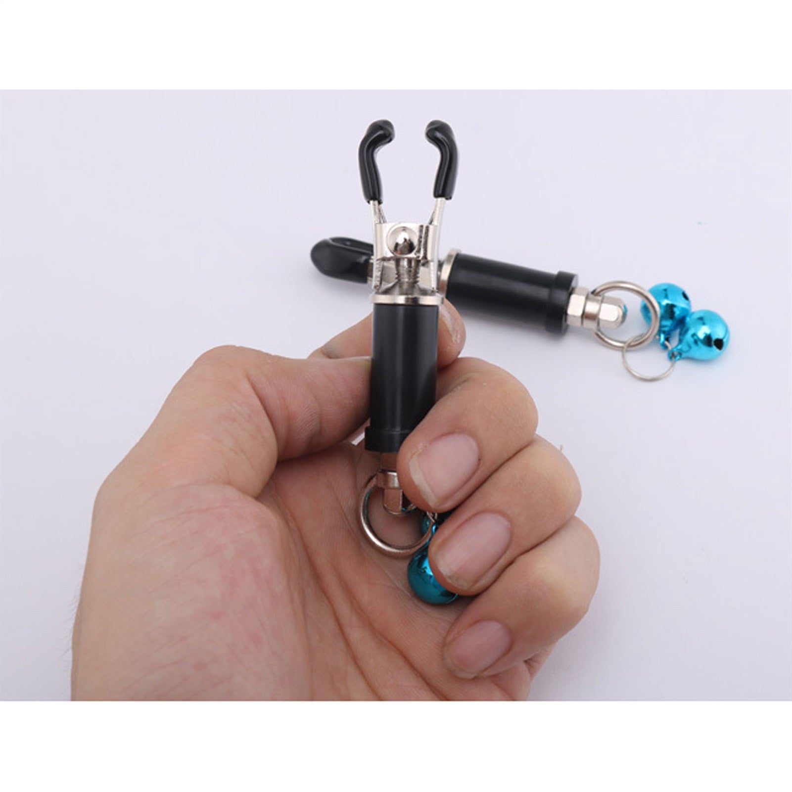 Bells Metal Mimi Clip Nipple Clamps With Black Bal