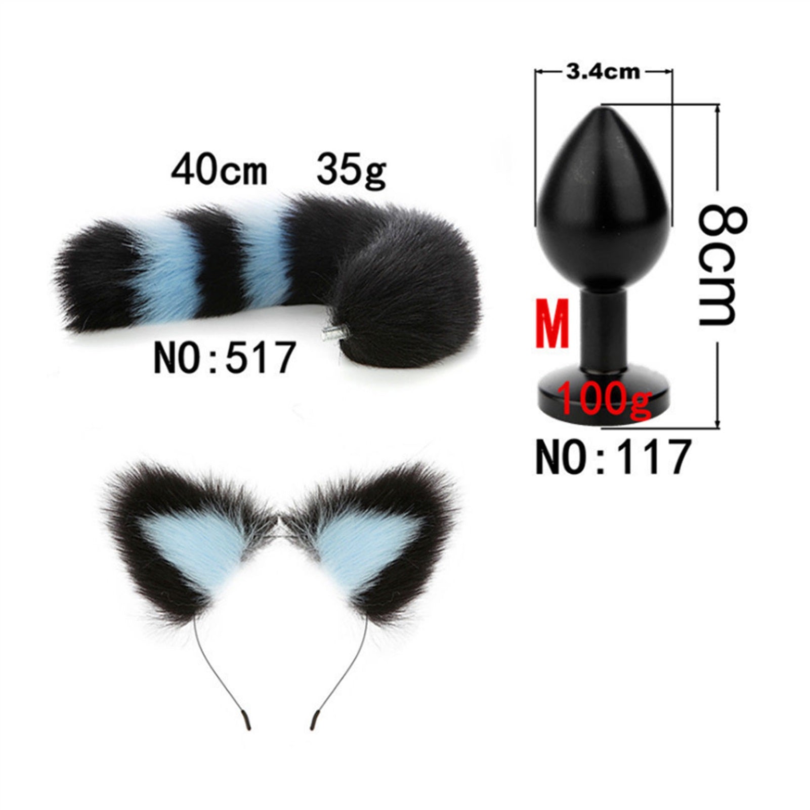 Faux Fox Tail Anal Plug Ear Hairpin Set Cosplay Ad