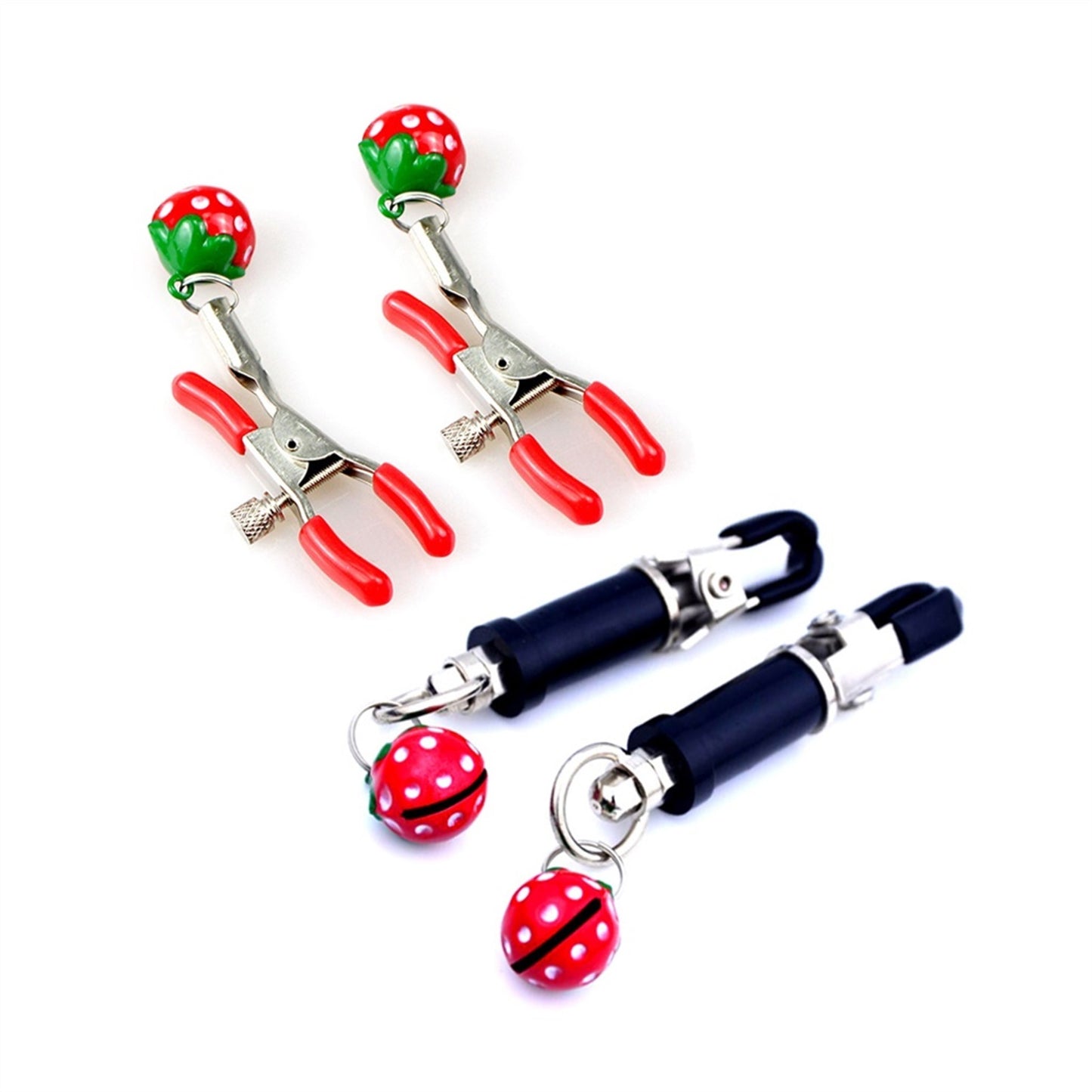 Strawberry Suit Nipple Clamps With Strawberry Bell