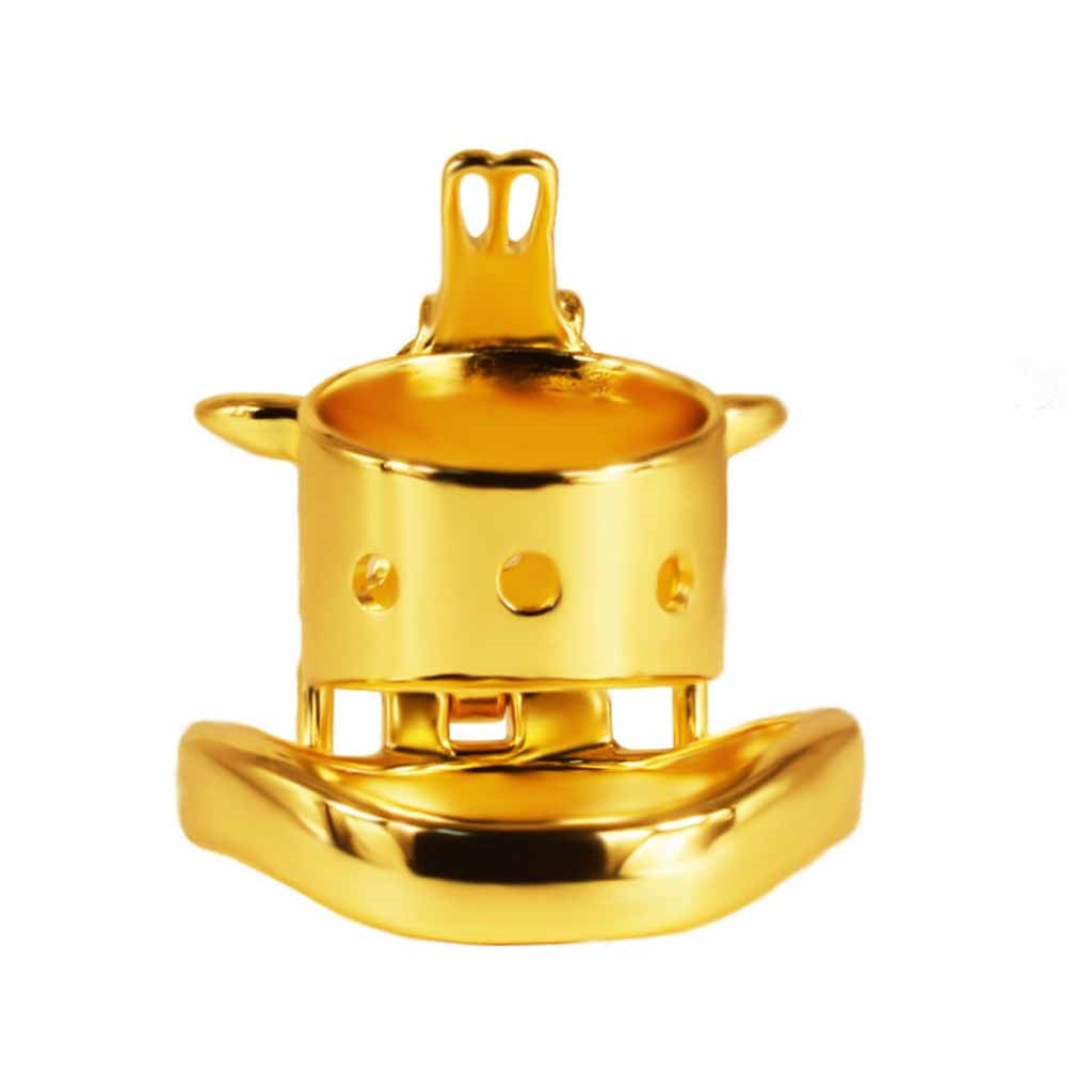 Gold Male Chastity Device Metal Cock Rings BDSM Pe