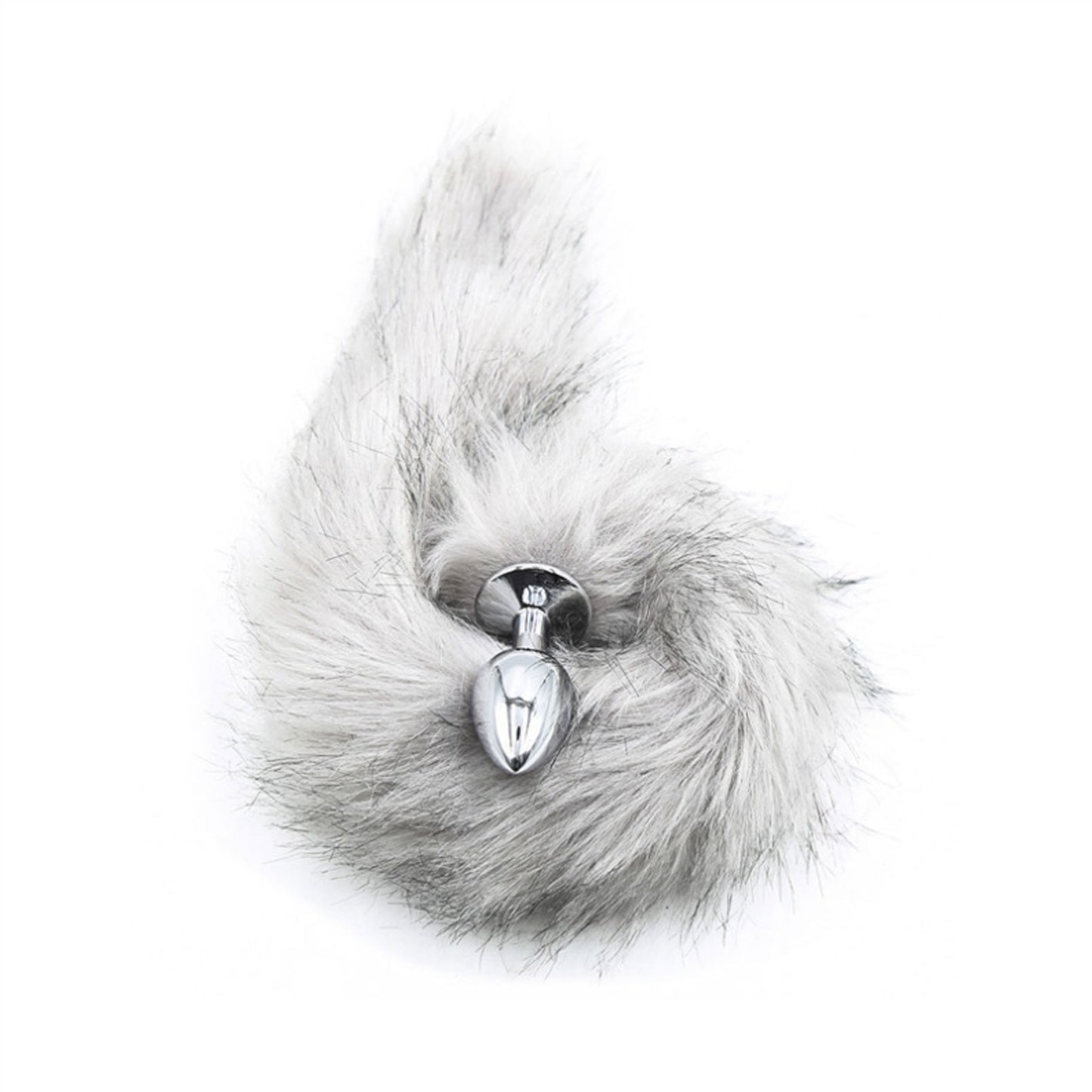 Light Gray Artificial Fur Stainless Steel Crystal 