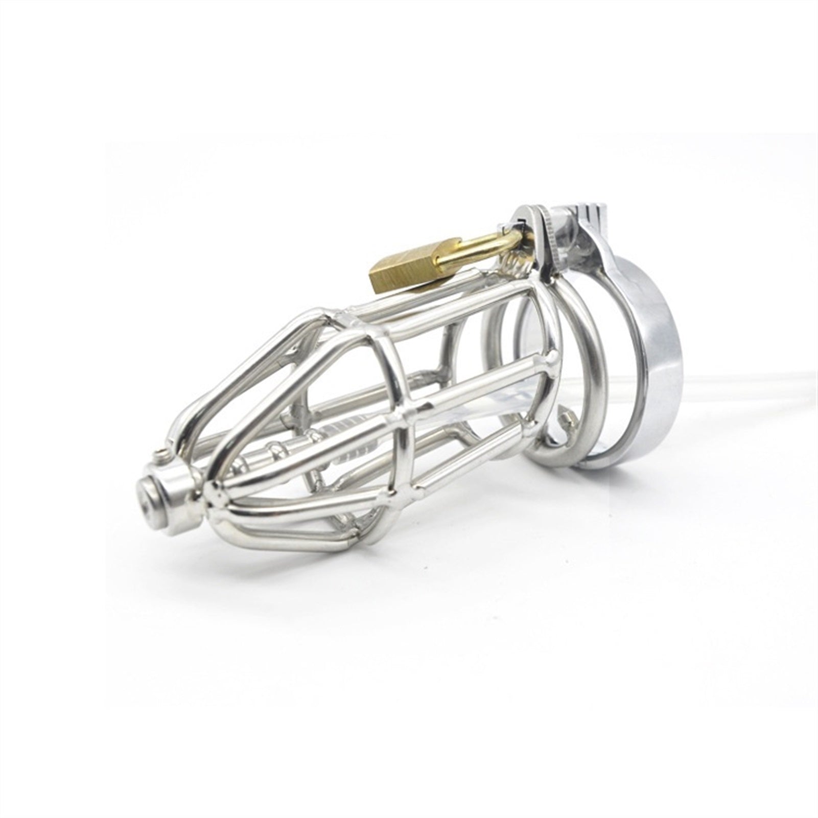 Male Chastity Device Cock Cage Steel Metal Silver 