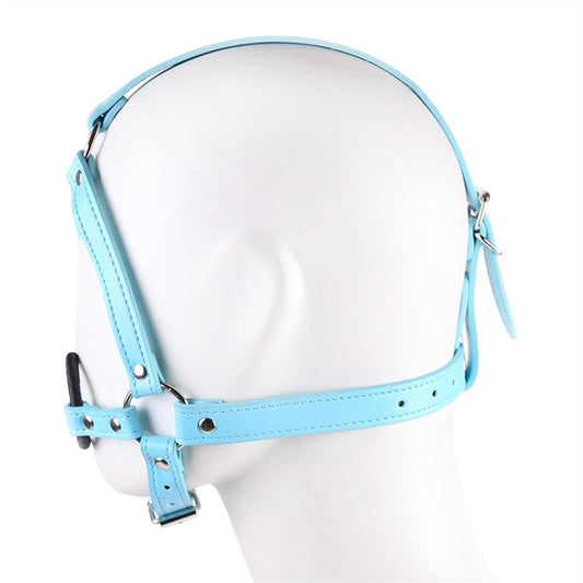 Blue Adjustable Belt Bound Sex Toys Mouth Plugs Sl