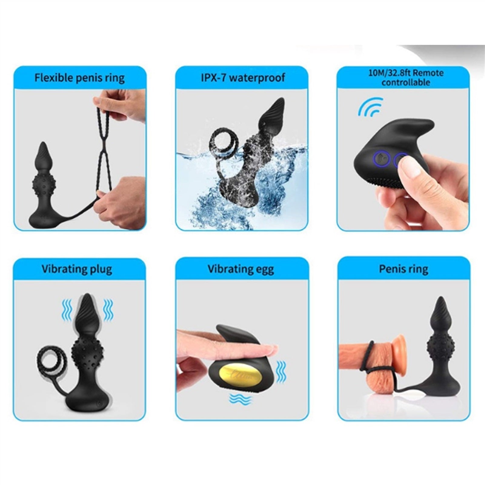 Black Silicone Bump 10 Modes Wireless Remote Anal 