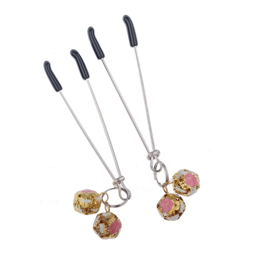 Nipple Clamps Clit Clamp With 2 Gold Bells Flower 