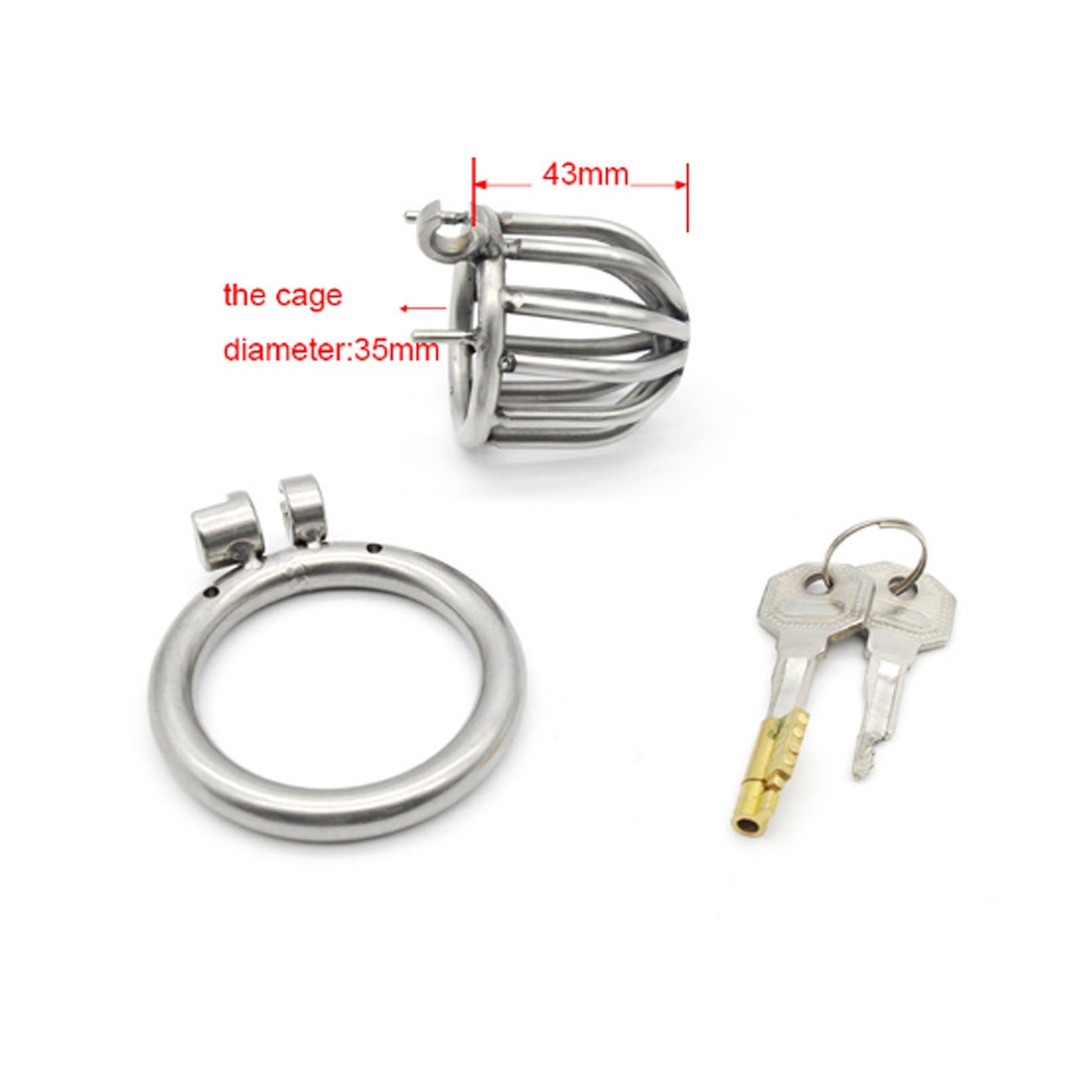 Stainless Steel  Chastity Lock With Catheter For M