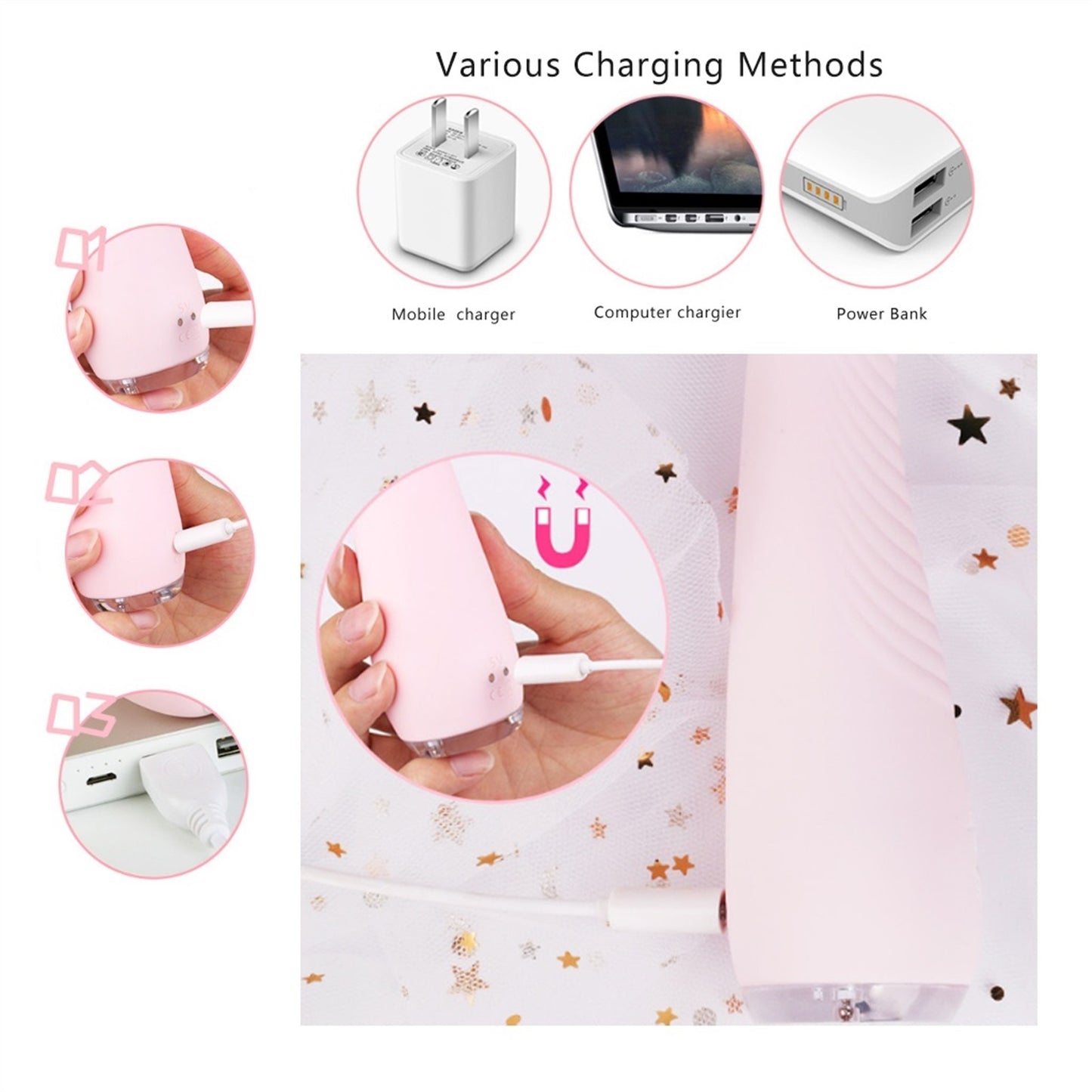 USB Charging Automatic Pink Self-consolation Devic