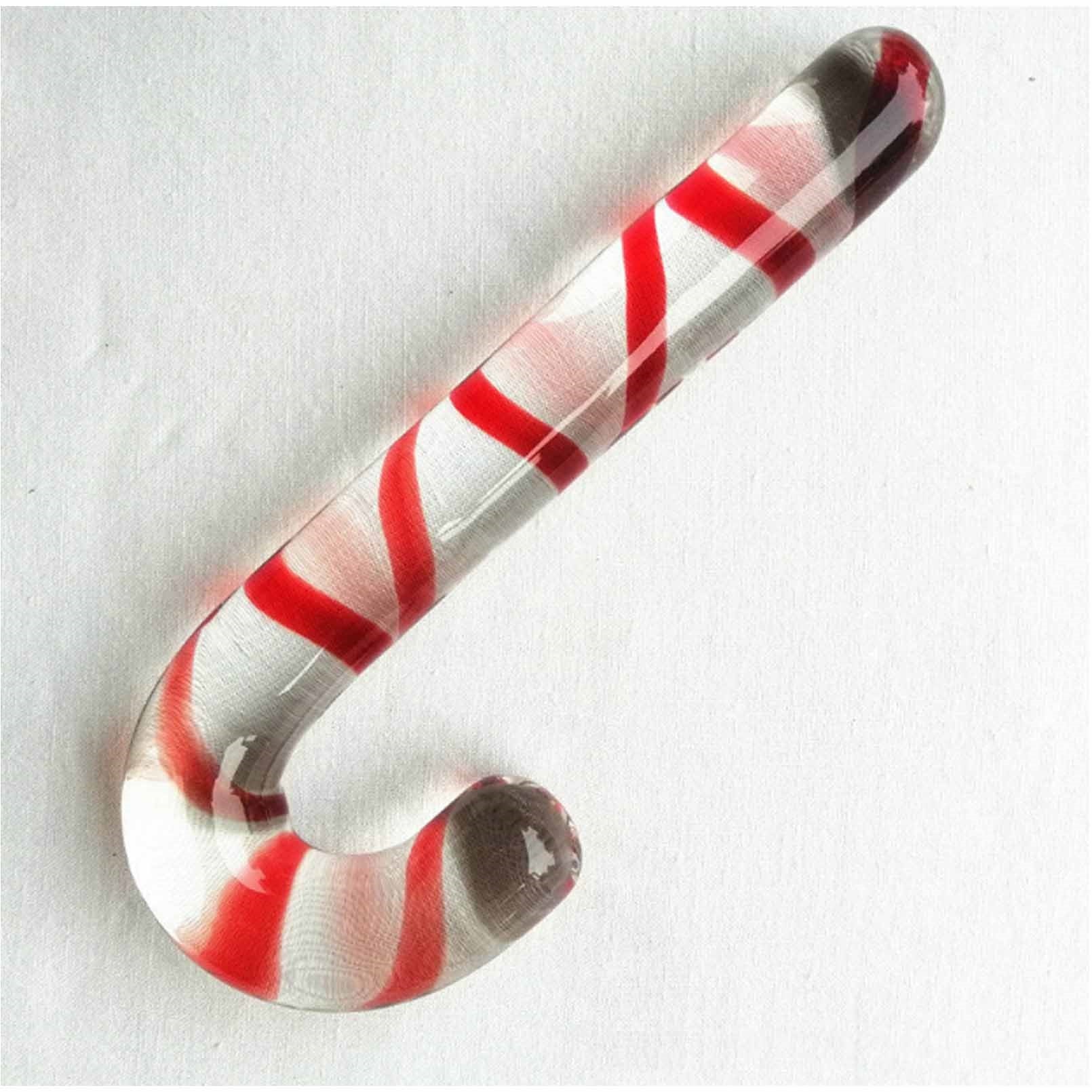 Santa Claus Cane Glass Butt Plug Huge Crystal Anal