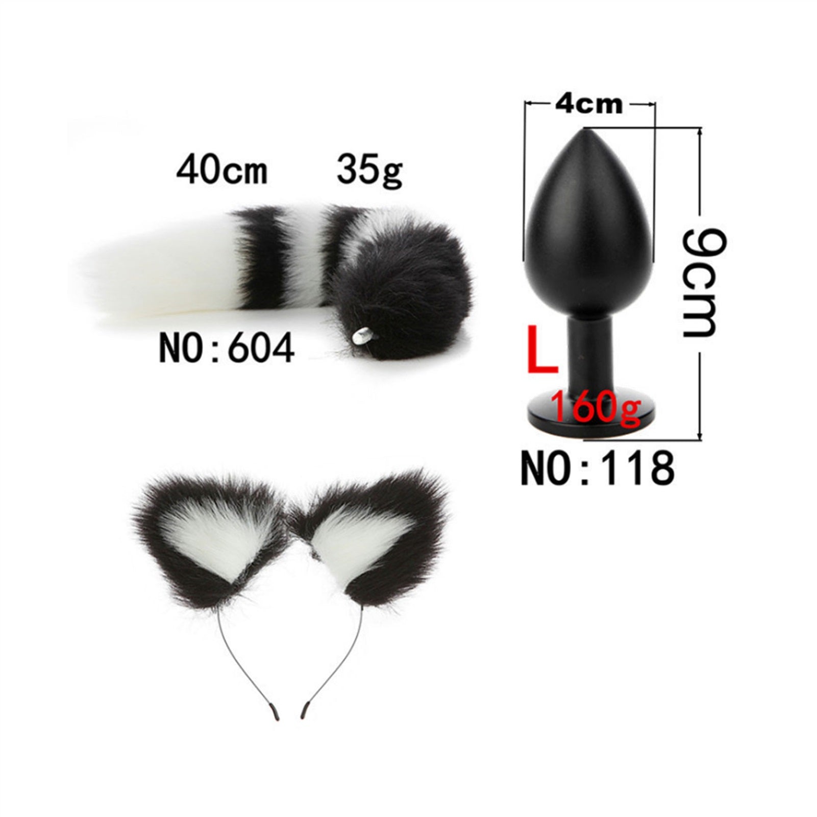 Faux fox tail anal plug ear hairpin set cosplay ad