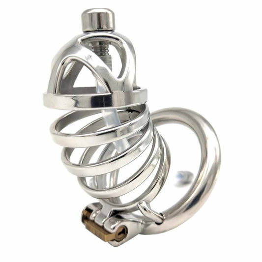 Metal Penis Annulus Cage Padlock Chrome Plated Sta