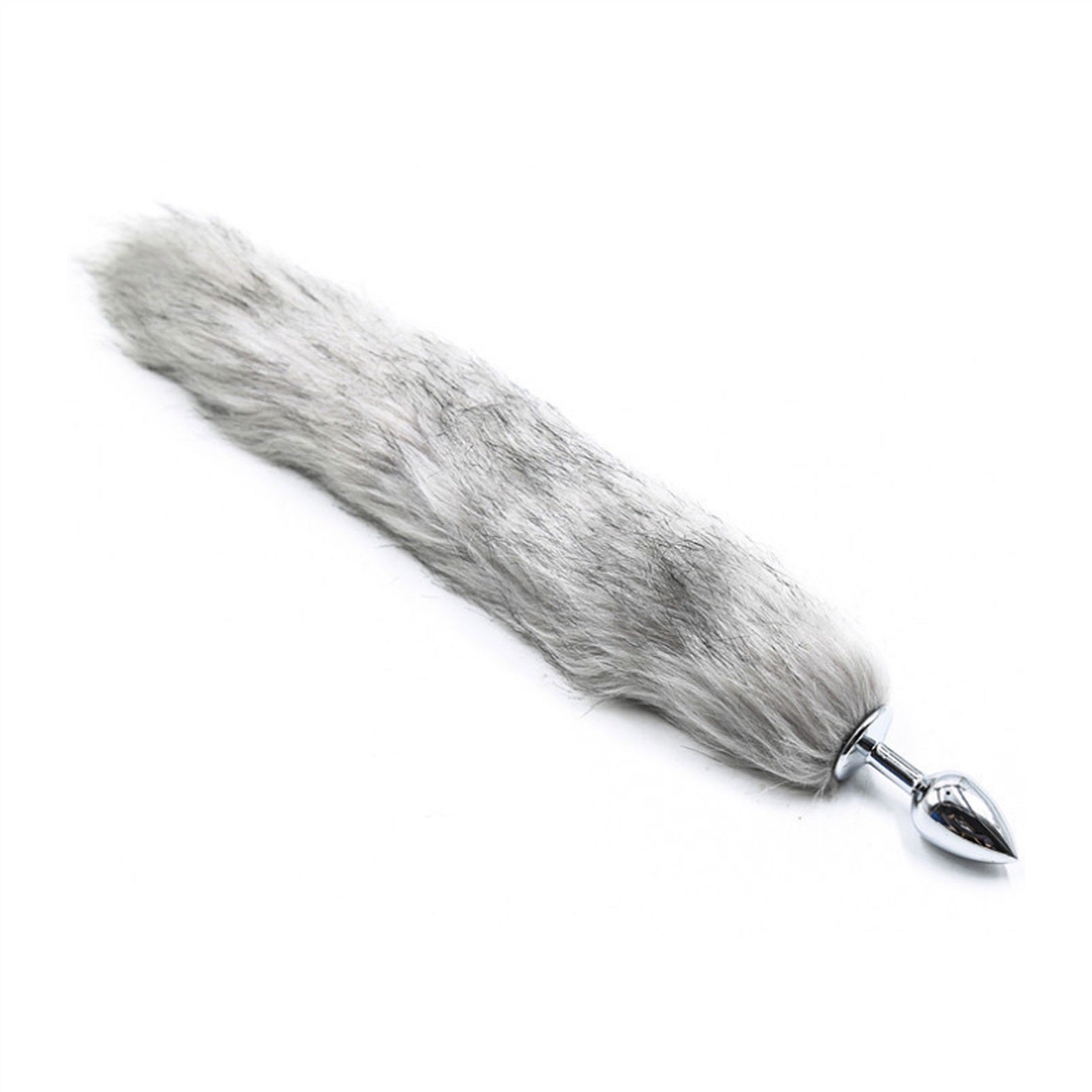 Light Gray Artificial Fur Stainless Steel Crystal 