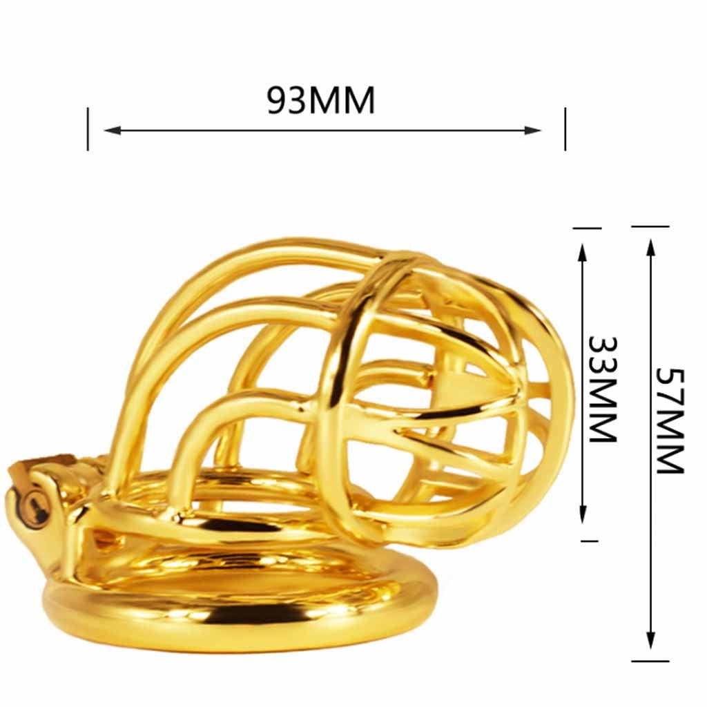 Golden chastity cage small stainless steel male ch