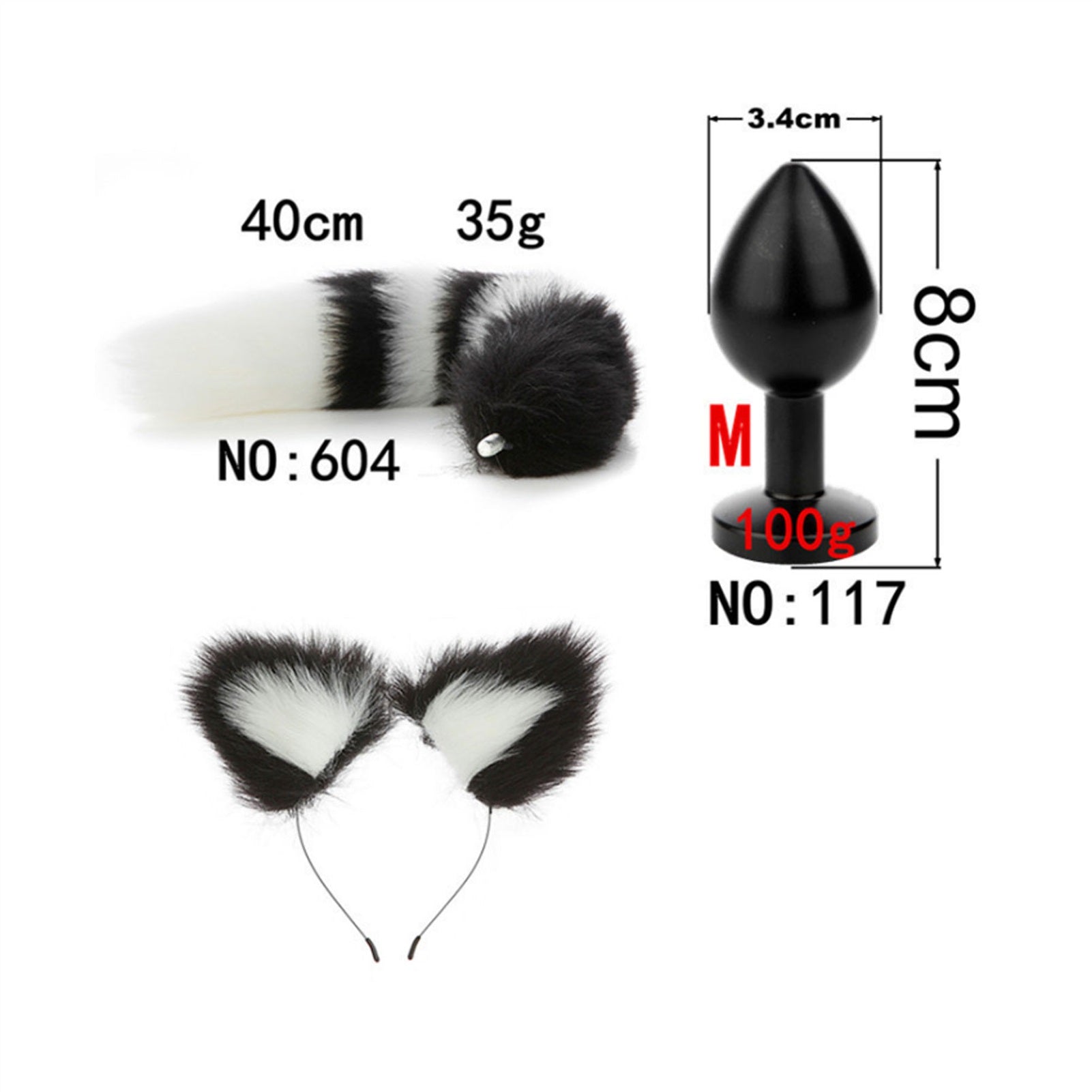 Faux fox tail anal plug ear hairpin set cosplay ad