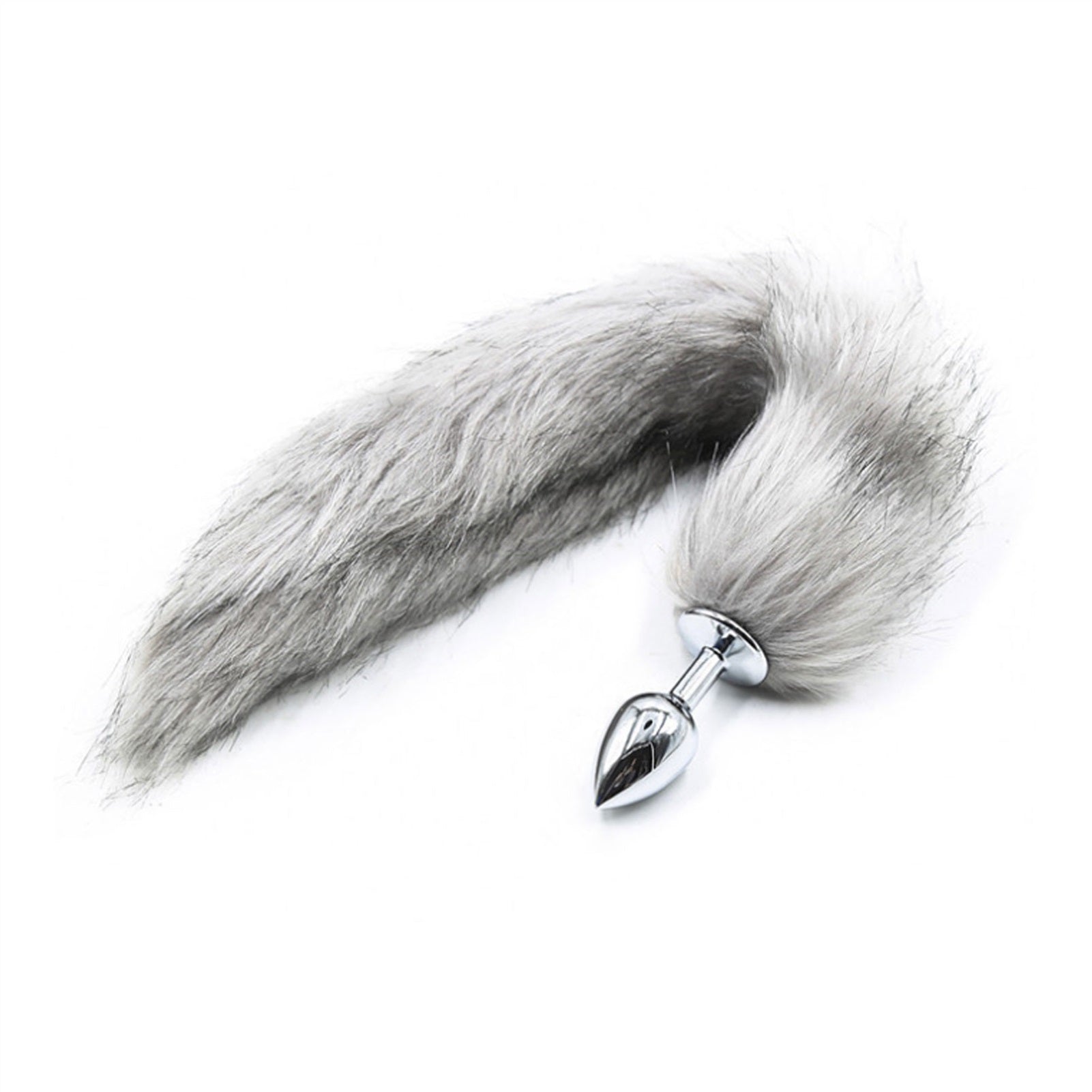 Light Gray Artificial Fur Stainless Steel Crystal 