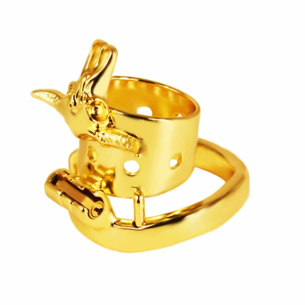 Gold Male Chastity Device Metal Cock Rings BDSM Pe