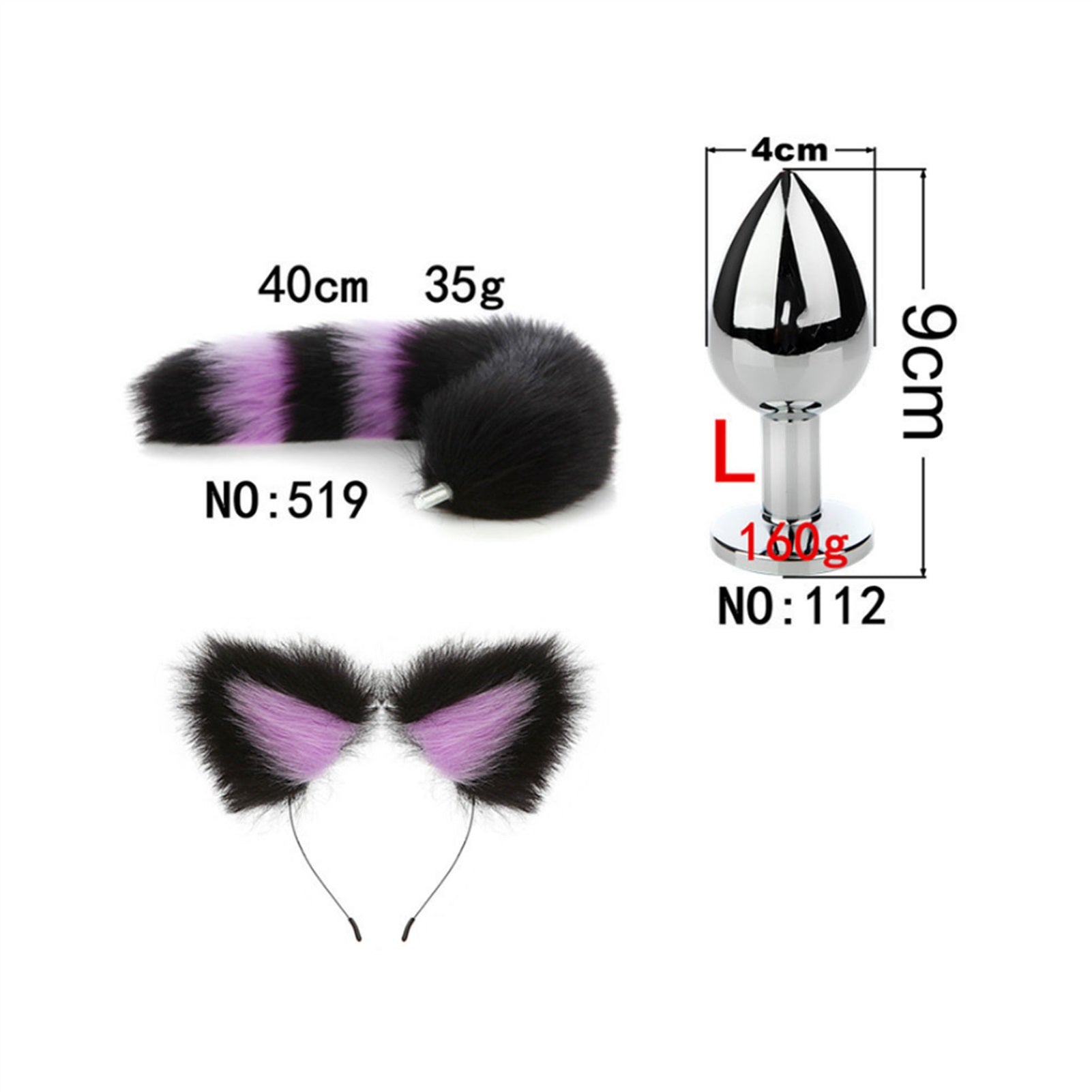 Faux Fox Tail Anal Plug Ear Hairpin Suit Cosplay D