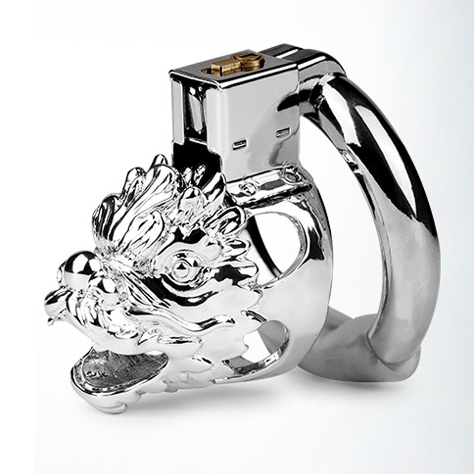 Stainless  Dragon's  Chastity lockHeed Cage Ring D