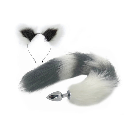 Faux fox tail anal plug ear hairpin set cosplay ad