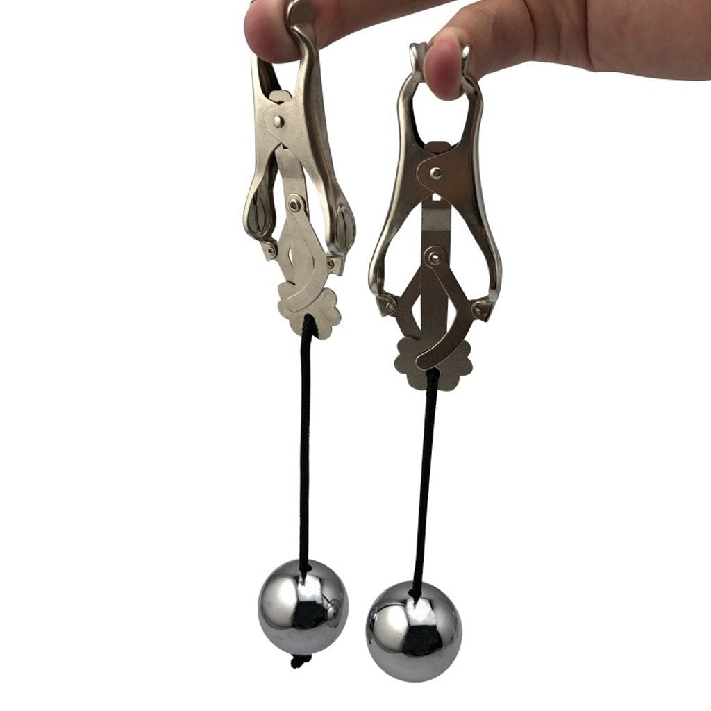 Unisex Stainless Steel Nipple Clamps With Ball Adu