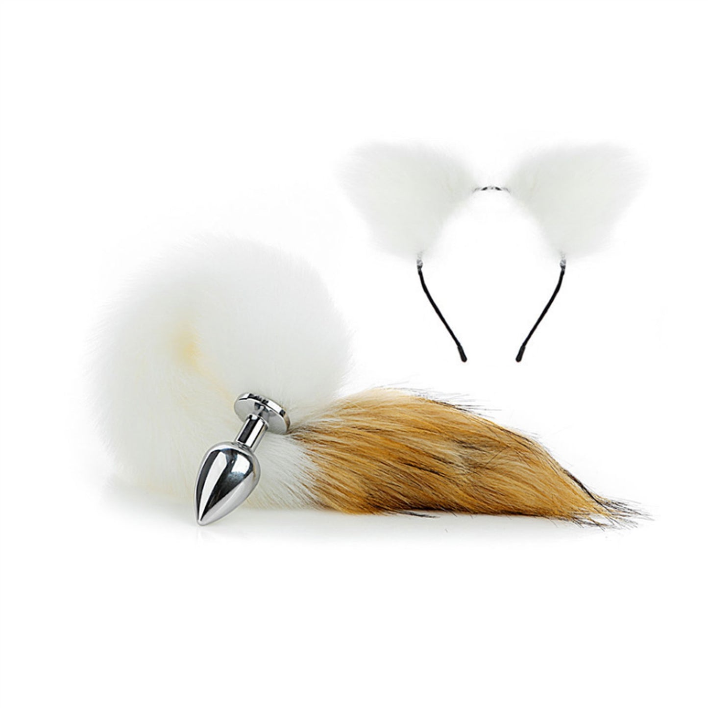 Faux fox tail anal plug ear hairpin set cosplay ad