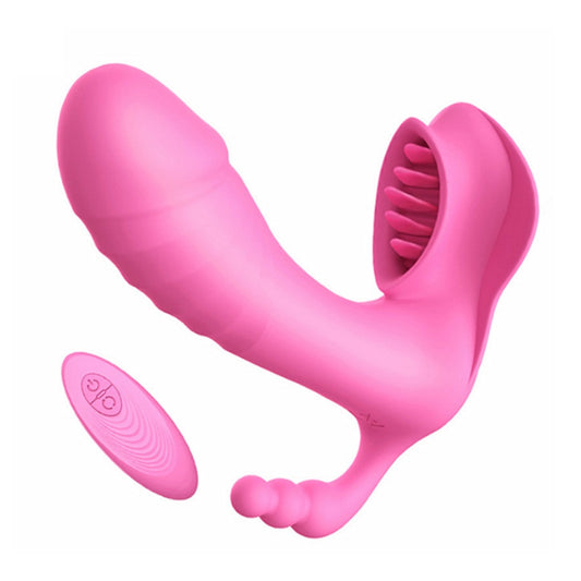 Pink Wearable Butterfly Type Silicone 7 Modes USB 