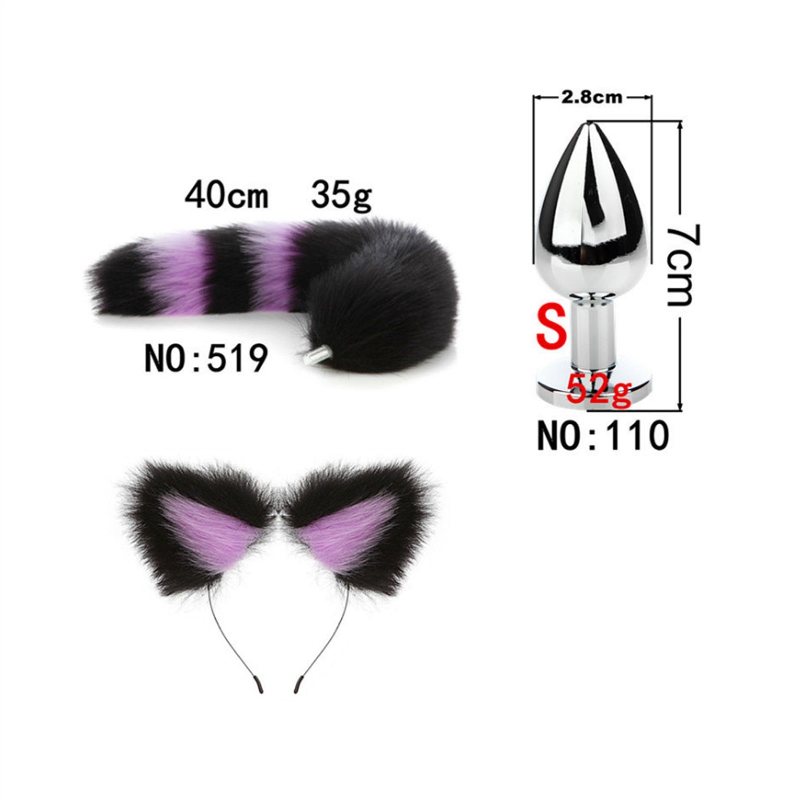 Faux Fox Tail Anal Plug Ear Hairpin Suit Cosplay D