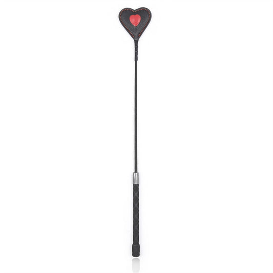 PU Black Red Heart Edging Head Metal Handle Whip P