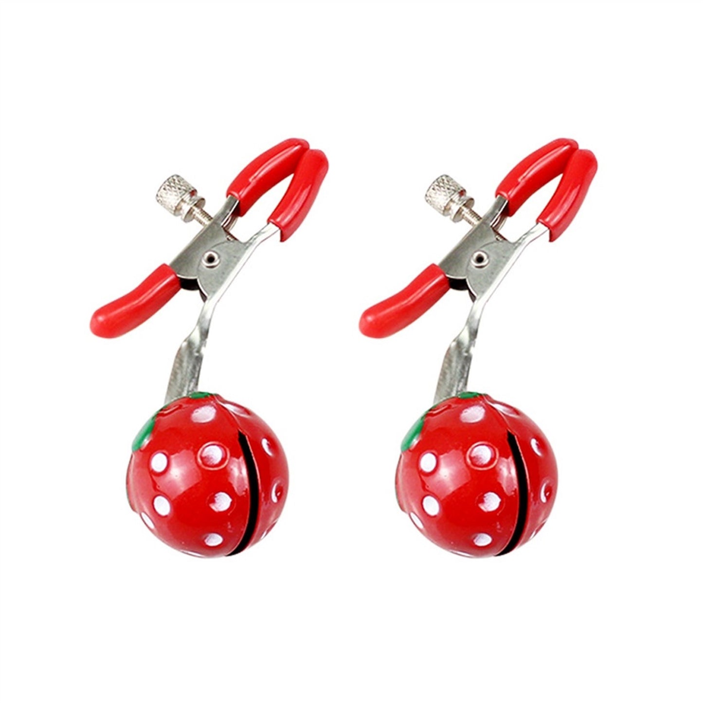 Strawberry Suit Nipple Clamps With Strawberry Bell