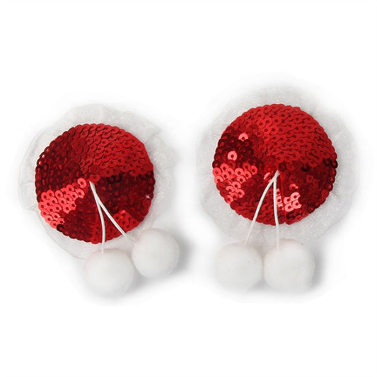 Red Sequins White Ball Pendants Nipple Cover Breas