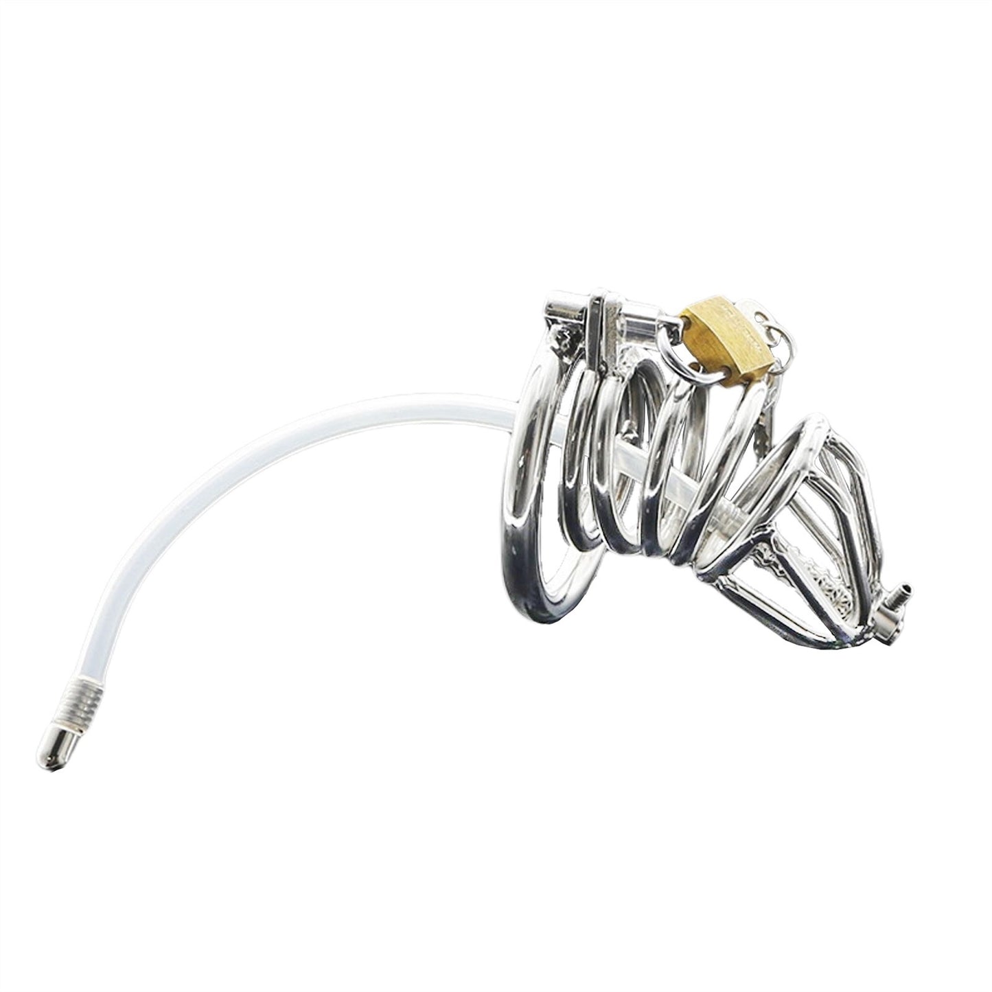 Stainless Steel Cage Metal Urethral Chastity Lock 