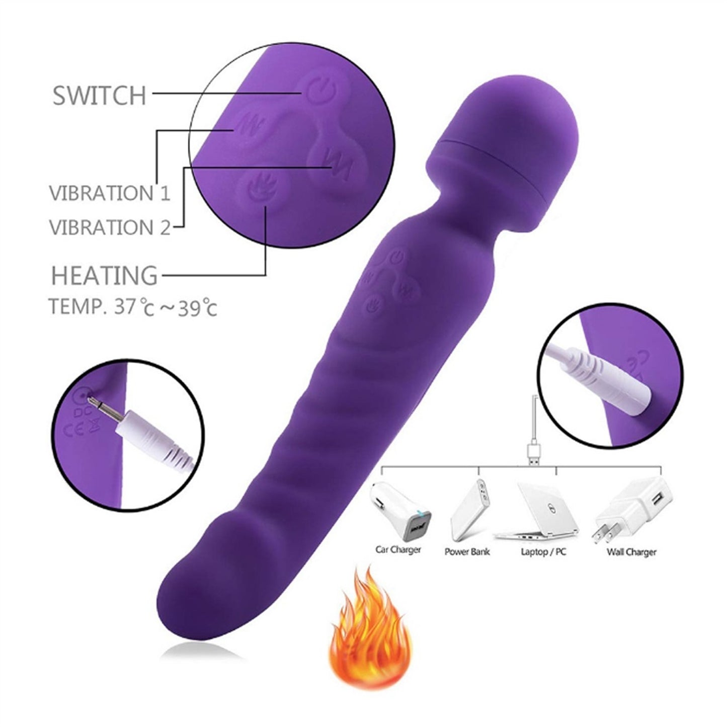 Heating Vibrator Female G-spot Double-headed Av Ro