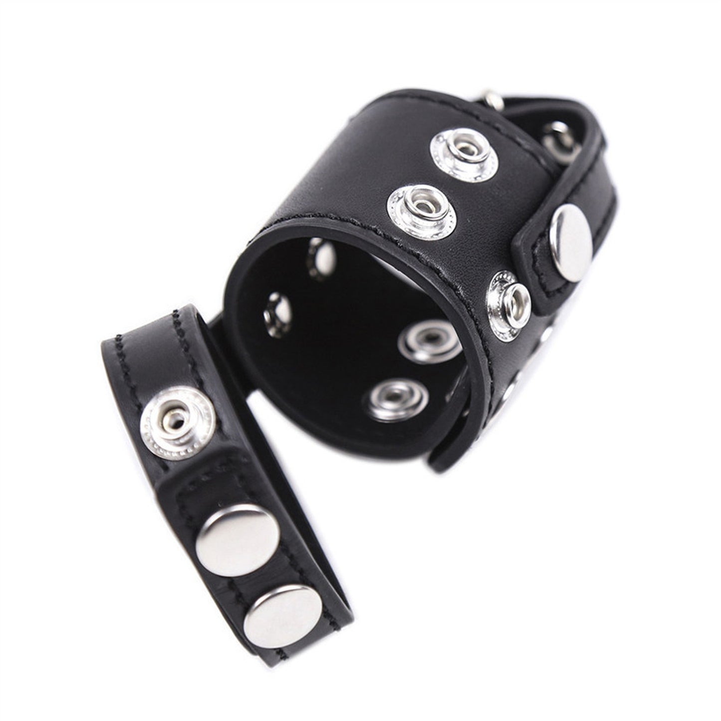 Black PU Leather Cock Lock Cage Adult Toy For Men 