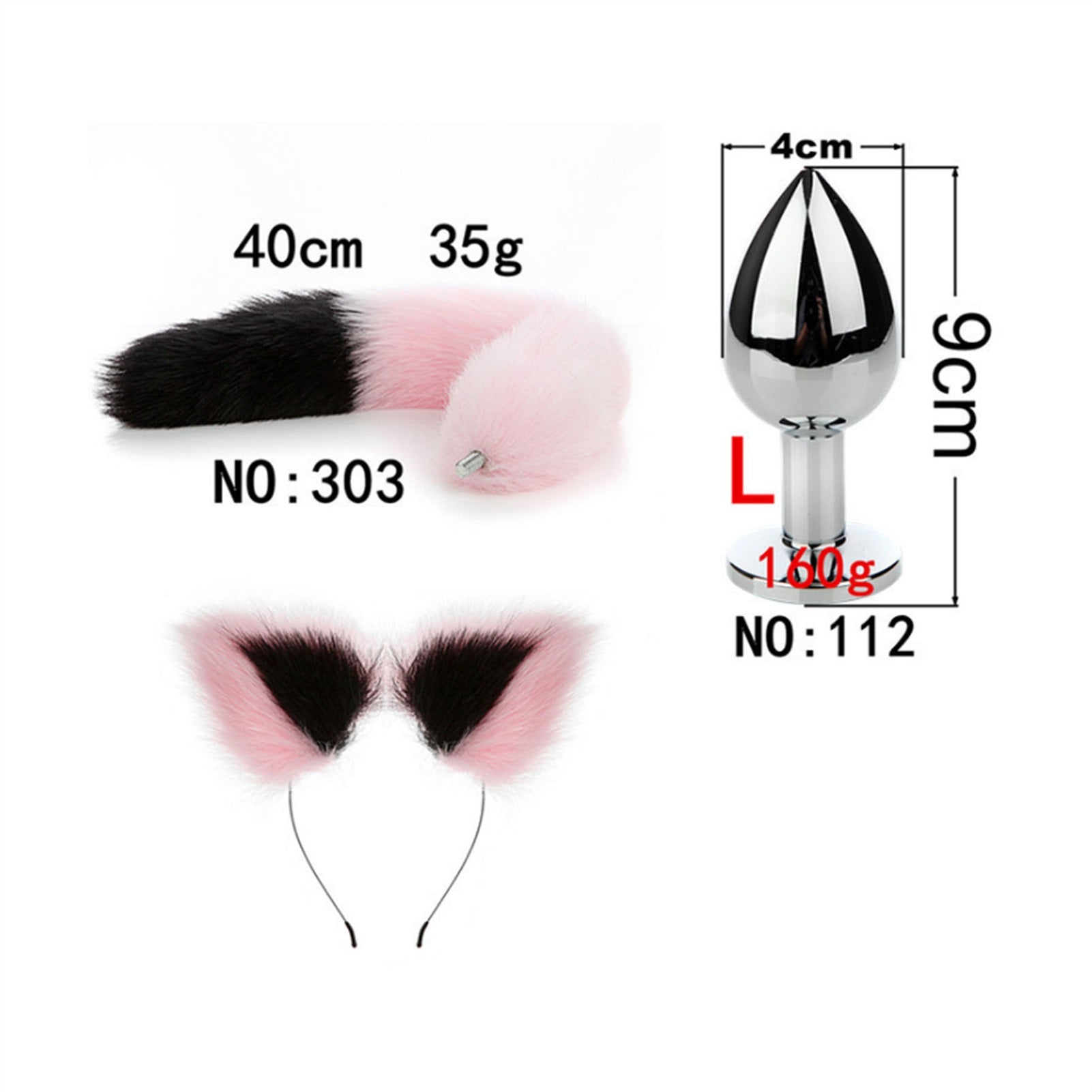 Faux fox tail anal plug ear hairpin set cosplay ad