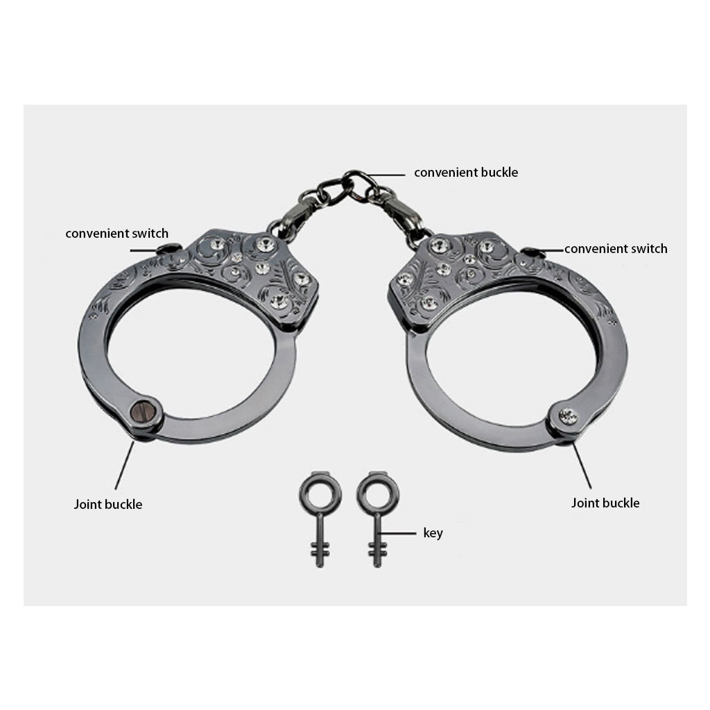 Gun Color Metal Handcuffs With Drill Cosplay Of Po