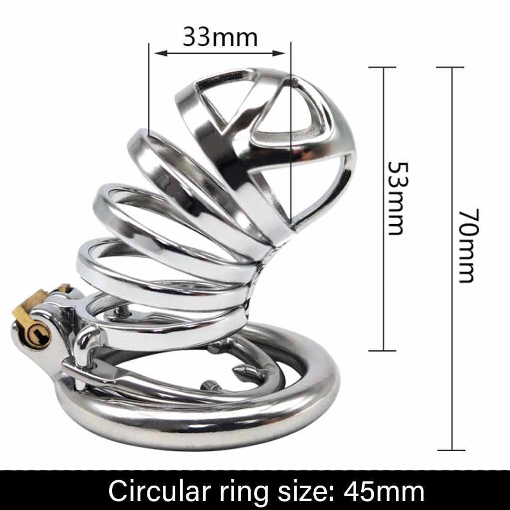 Male Chastity Device Cock Cage Steel Metal Silver 