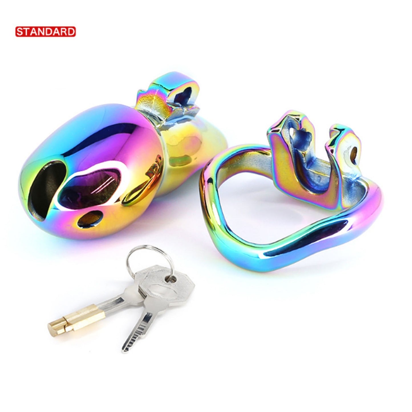 Rainbow Metal Lock Chastity Device Penis Restraint