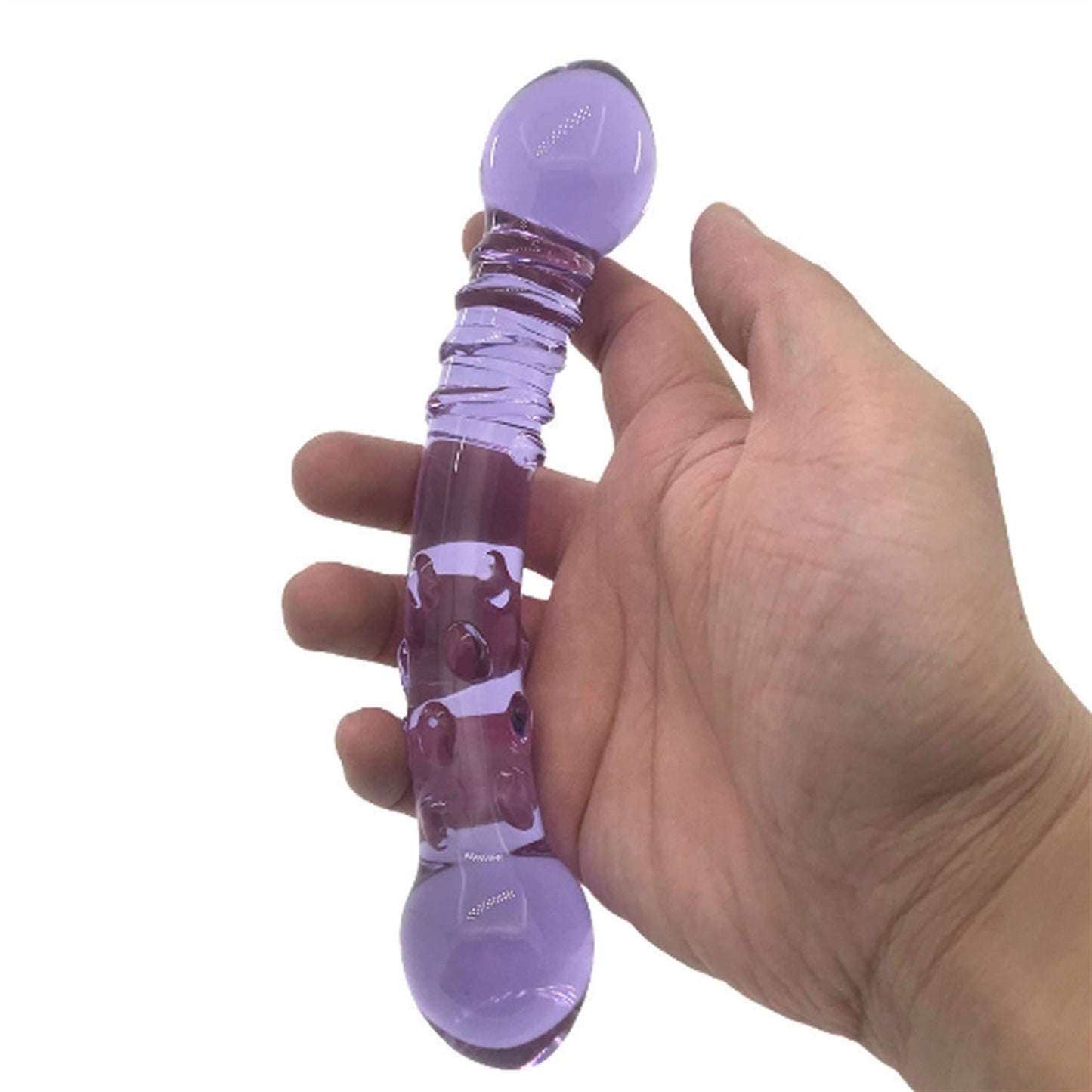 Purple Double-headed Crystal Glass Penis Simulatio