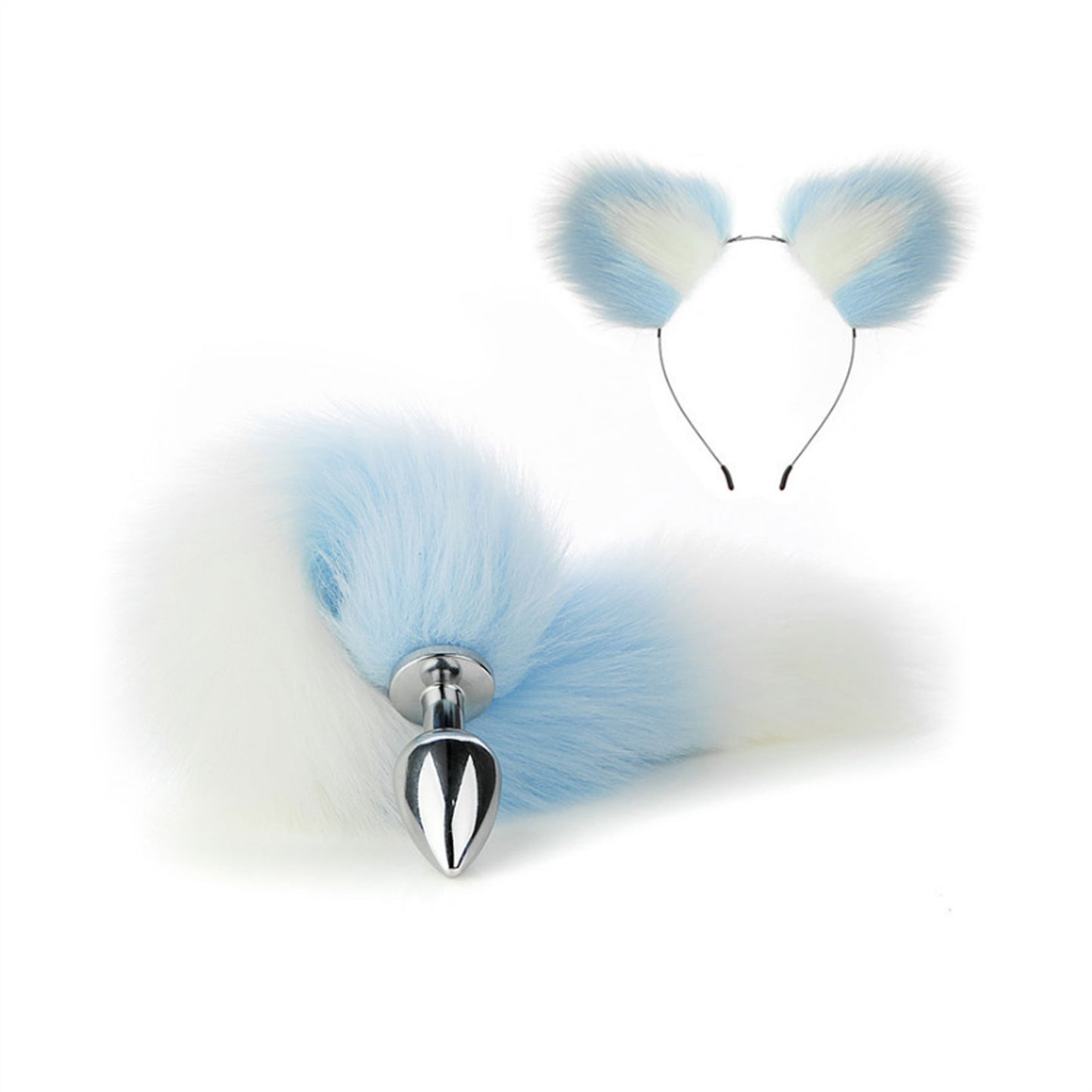 Faux fox tail anal plug ear hairpin set cosplay ad