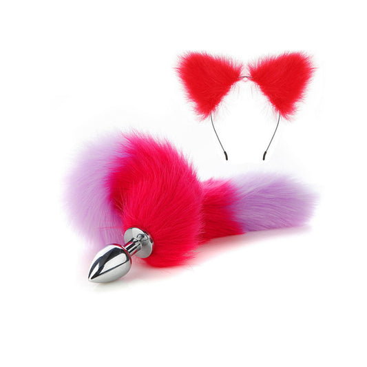 Faux fox tail anal plug ear hairpin set cosplay ad