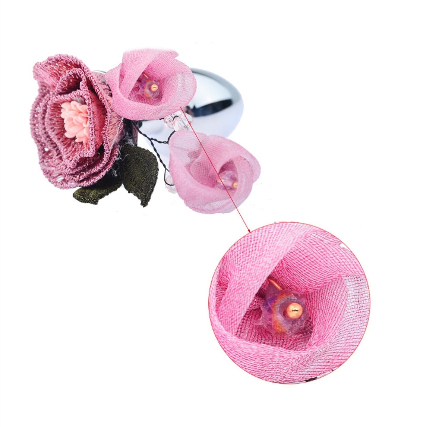 Adult Toy Tulle Flower Petal Bud Metal Anal Plug R