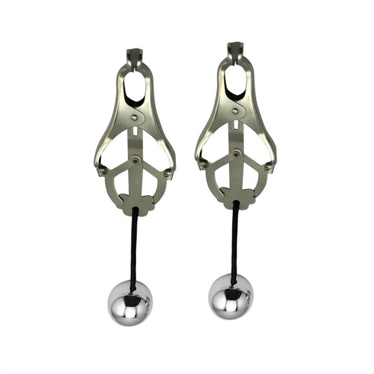 Unisex Stainless Steel Nipple Clamps With Ball Adu