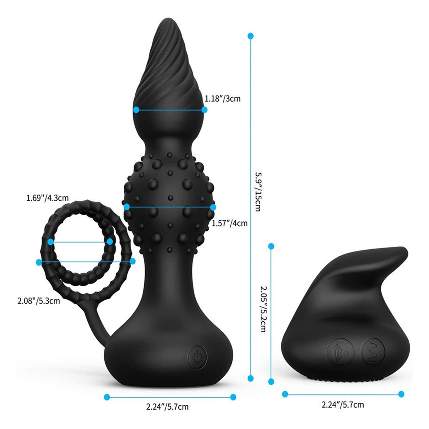 Black Silicone Bump 10 Modes Wireless Remote Anal 