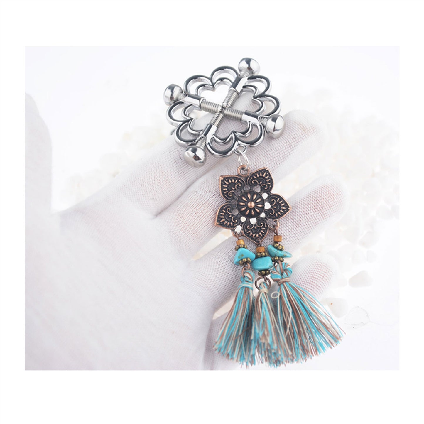 Cherry Blossom Tassel Metal Tassels Pendant Nipple